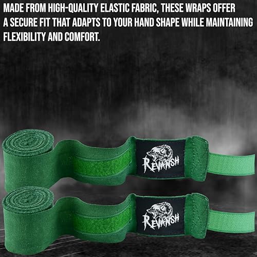 Sports 180-Inch Mexican Style Hand Wraps – Elasticated for Boxing, MMA, Kickboxing, Muay Thai & Martial Arts | Men & Women - color: Green