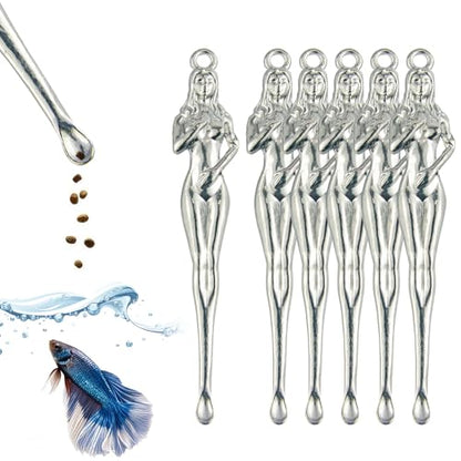 Betta Food Spoon Mini - Tiny Feeding Tool Holds 6-10 Fish Food Pellets Per Scoop, Prevent Overfeeding & Easy Clean Aquarium Tool,Betta Fish Tank Accessories,6 Pcs, Silver - color: Silver