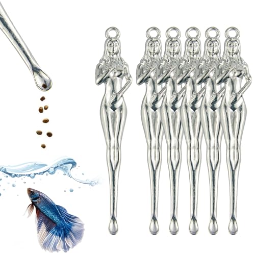 Betta Food Spoon Mini - Tiny Feeding Tool Holds 6-10 Fish Food Pellets Per Scoop, Prevent Overfeeding & Easy Clean Aquarium Tool,Betta Fish Tank Accessories,6 Pcs, Silver - color: Silver
