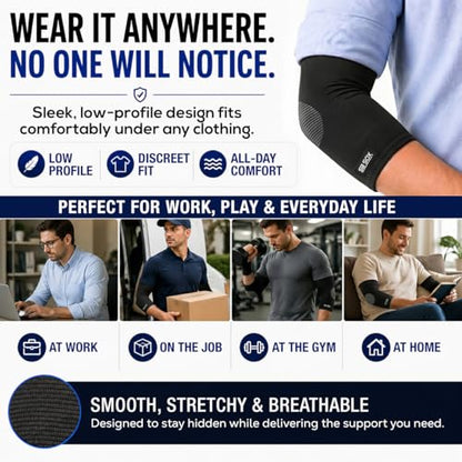 SB SOX Elbow Brace Compression Sleeve for Men & Women - color: Black/Gray, size: Small