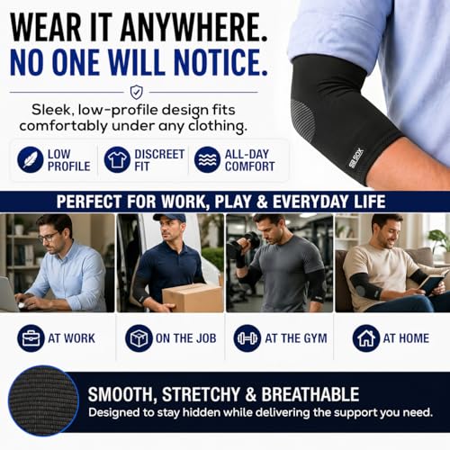 SB SOX Elbow Brace Compression Sleeve for Men & Women - color: Black/Gray, size: X-Large