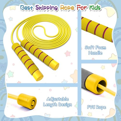 Jump Rope For Kids,Jump Rope Kids,Adjustable Soft Skipping Rope,Toddler Jump Rope With Skin-Friendly Foam Handles For Kids, Boys,Girls,Women, Men,Exercise Activity,Outdoor Fitness - color: Purple + Blue