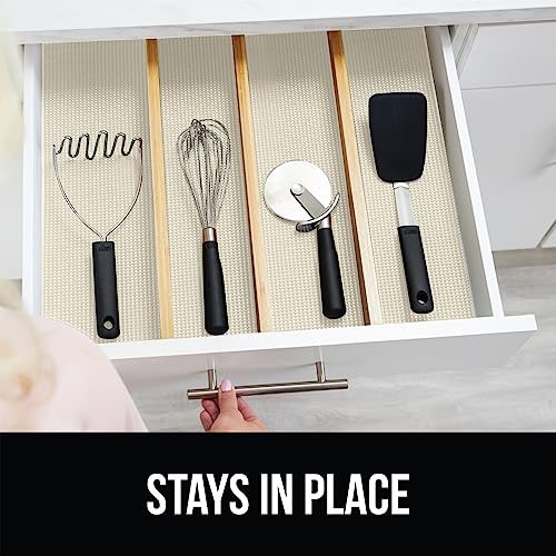 GORILLA GRIP powerGRIP Drawer Shelf and Cabinet Liner, Thick Strong Hold, Non-Adhesive Liners Protect Kitchen Cabinets and Cupboard, Bathroom Drawers, Easy Install, Breathable Mat, 12" x20', Cream - color: Cream, style: 12" x 20'