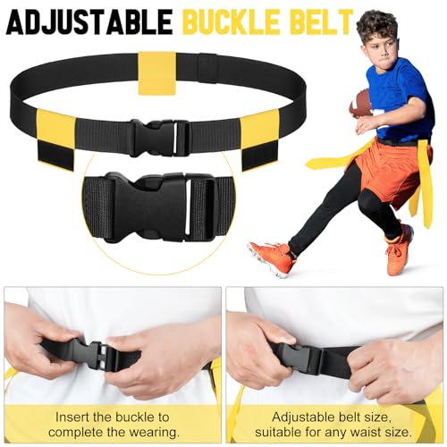 BORNEW Flag Football Set - 14/20 Player Adjustable Belts with Cones, Football, Pump, Bag, for Youth and Adults Training - color: 1.red Yellow With Black Pump, style: 20 Player Kit