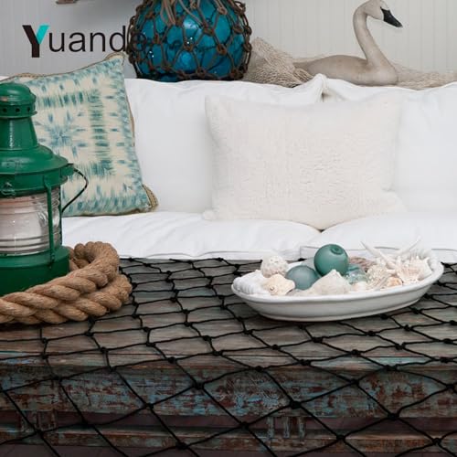 Decorative Fishing Net 5x10 ft,YuanDe 2 Pack Large Black Picture Fish Net, Wall Photo Hanging Fishnet for Nautical Mermaid Pirate Ocean Themed Hawaii Beach Under The Sea Party Decorations