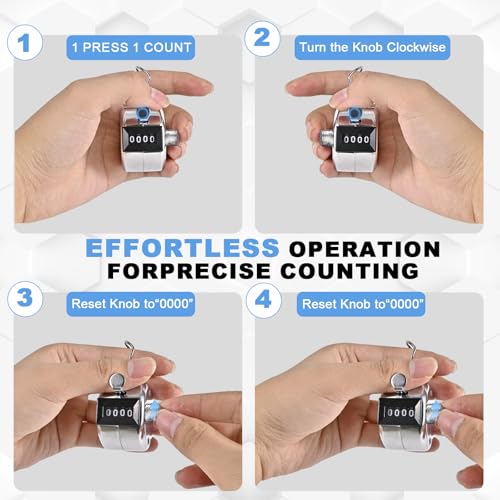 Metal Tally Counter Clicker Counter Handheld Pitch Counter, Manual Mechanical 4-Digit Number Click Counter, One Hand Counter Clicker Digital Counting for Coaching Knitting People Lap Fishing Golf&Row - color: 1PC