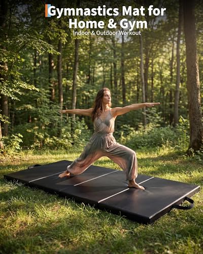 Garvee Gymnastics Mat, 6.2Ft 2-Inch Thick 4-Fold | Exercise Floor Mat for Home Gym, Portable Yoga Mat for Pilates, Aerobics, Martial Arts & Training - size: 6x2ftx2"-black