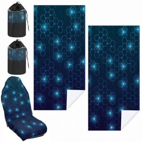 Hahafelt 2 Pack Car Seat Towel Cover with Storage Bag, Hexagonal - style: Hexagonal