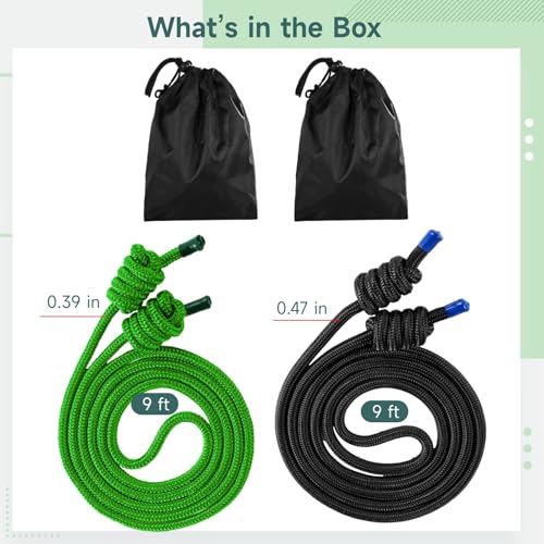 2 PCS Flow Exercise Ropes, 9 Feet Double Braid Workout Rope with Portable Bag, Cardio Weighted Jump Rope for Freestyle Skipping, Flow Fitness Rope for Men Women, Indoor Outdoor Exercise, Gym Training
