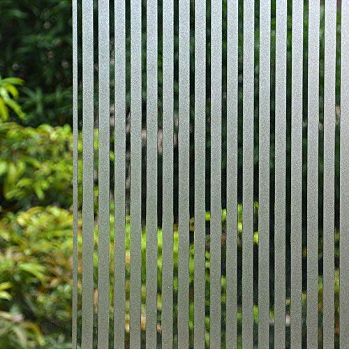 VSUDO 2 Rolls 35.4" by 78.7" Privacy Window Film, Frosted Stripe Pattern Window Tint, Static Cling Window Glass Sticker for Home (38.75 Sq. Ft Total)