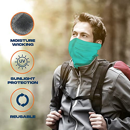 ARMORAY Face Mask Washable & Reusable Balaclava Neck Gaiter-Sun Protection Bandana Scarf Masks for Men & Women Hiking Fishing - color: Teal