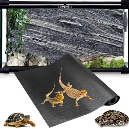 120 Gallon Reptile Terrarium Mat Liner, 96" X 24" Bearded Dragon Tank Accessories, Bearded Dragon Substrate flooring for 4x2x2 Reptile Enclosure, Reptile Bedding Carpet for Gecko,Lizard, Black