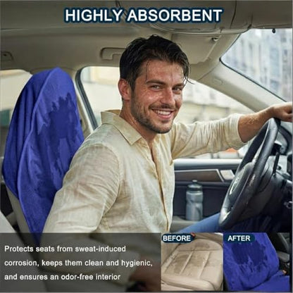 Car Seat Towel Cover, 2pcs Universal Front Seat Protector for Cars, SUVs and Trucks, Sweat Towel Car Seat Cover for Gym, Yoga, Swimming, Pets and Family Travel, Blue - color: Blue