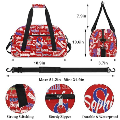 Custom Sports Duffel Bag Boys Personalized Kids Gym Bag, Red - color: Color 1