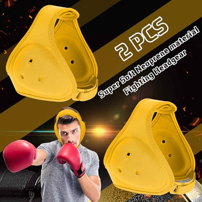 Jerify 2 Pcs Wrestling Headgear for Kid Youth, Yellow | Adjustable Ear Guard, Soft Grappling Head Protection, Ventilated Design for Training, Durable Wrestling Gear for Competition - color: Yellow