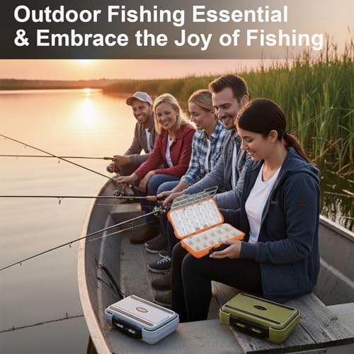 Small Tackle Box Organizer 3 Pack, Mini Portable Waterproof Fishing Lure Boxes with Removable Dividers, Double-Sided Plastic Storage Containers Terminal Fishing Tackle Box Organizer(Green,Orange,Gray)