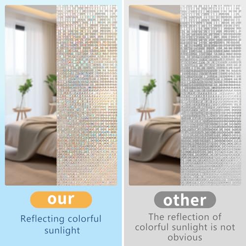 Window Privacy Film Stained Glass Film Decorative See in not Out Glass Film Frosted Sticker Removable Window Tint Static Cling Window Films for Kitchen (Silver, 17.5inx118in)