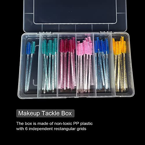 2 Pack 6 Grids Tackle Box Organizer Mascara Brushes Container Fishing Tackle Tray Box Plastic Storage Organizer Container for Crafts, Beads Earrings, Screws, Nail, Pins - size: 6 grids 2pcs no dividers