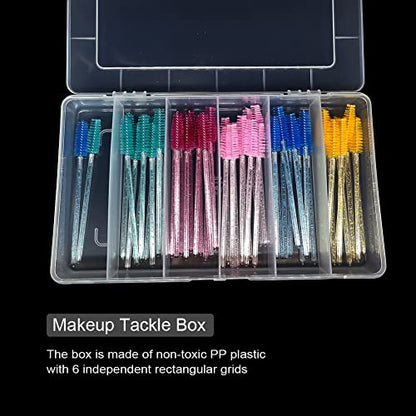 2 Pack 6 Grids Tackle Box Organizer Mascara Brushes Container Fishing Tackle Tray Box Plastic Storage Organizer Container for Crafts, Beads Earrings, Screws, Nail, Pins - size: 6 grids 2pcs no dividers