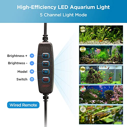Lominie LED Aquarium Light, Remote Control 80W Planted Fish Tank Light Asta120 Clamp Clip Lamp for Freshwater Refugium Algae Fish Tank with Gooseneck (F120 80W Freshwater)