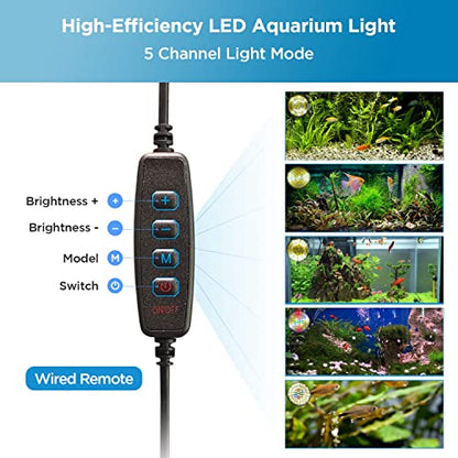 Lominie LED Aquarium Light, Remote Control 80W Planted Fish Tank Light Asta120 Clamp Clip Lamp for Freshwater Refugium Algae Fish Tank with Gooseneck (F120 80W Freshwater)