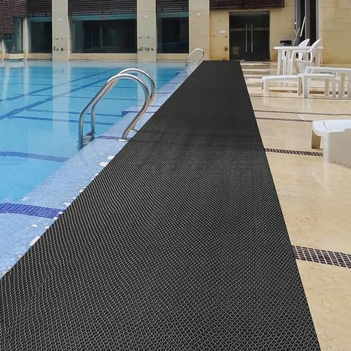 PVC Drainage Floor Mat Non-Slip Commercial Wet Area Mat for Outdoor and Indoor Restaurant Kitchen Bar Swimming Pool Splash Matting Water Drain Flooring Mat (Black, 3FTX10FT) - size: 3FTX10FT