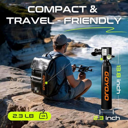 GOYOJO Mini Scuba Tank, Portable Diving Lung Air Tank with DOT Certified, Refillable Emergency Backup Pony Bottle for Snorkeling, Underwater Breathing, Training - color: 0.5L Black + Green