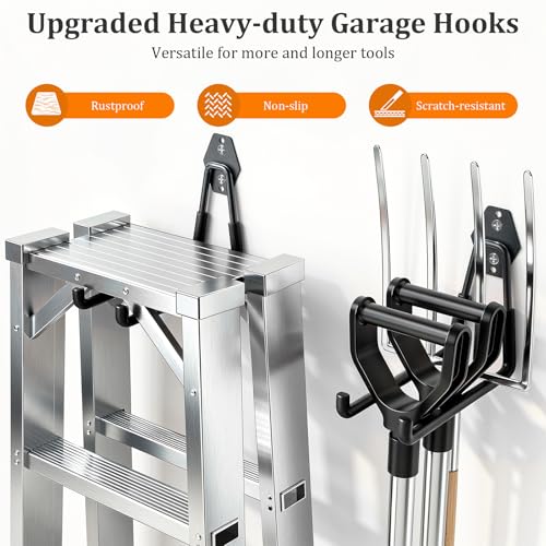 Housolution Steel Garage Hooks - 30Pack Anti-Slip Coating, Black - color: Black