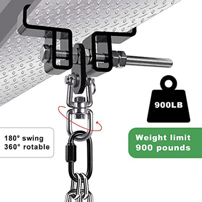 SELEWARE Heavy Duty Punching Bag Hanger, Steel I Beam Clamp for Heavy Bag - color: B. Beam Clamp with Swivel & Carabiner (1 Pack)