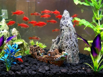 Aquarium Shipwreck Decoration,Pirate Ship Ornament Made of Resin, Eco-Friendly Sunken Ship Accessory for Freshwater & Saltwater Tanks