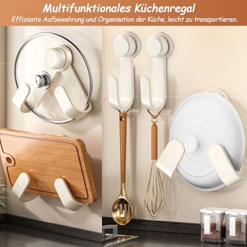 MFMYEE Rotating Pot Lid Rack with Suction Cup, Adjustable Wall-Mounted Pot Lid, Punch-Free Cutting Board Rack for Home Kitchen, Multifunctional Hooks for Cutting Board (White) - color: White