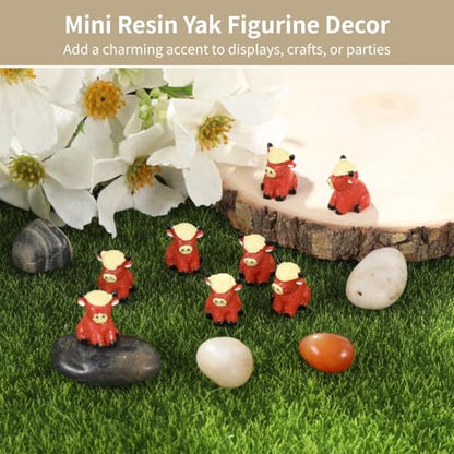 50 Pcs Mini Highland Cow Figurine, Cute Highland Cow Resin Miniature Animal Ornaments, Ideal for Micro Landscape, Fairy Garden, Cake Decor, Bookcase and Aquarium, Terrarium Accessories Bulk Set - style: Highland Cow