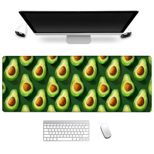 Fresh Avocado Gaming Mouse Pad, Computer Keyboard Desktop Delicious Fruit Mouse Pads for Home, Work, Desk Decor, Large Office Laptop Anti-Slip Rubber Base Desk Mat 31.5×11.8 in - color: Avocado16