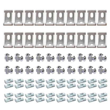 20Sets 10 Extrusion Brackets 1" x 1" 1010 Series Aluminum Extrusion Profiles Connector Set, 20pcs 10 Extruded Aluminum Corner with T Slide Nuts Bolts for 10 Series Extrusion Profiles Rail - style: 20 sets bracket with m6