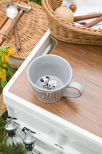DIHOclub Zebra Coffee Cup Ceramic 3D Wild Animal Inside Mug,Cute Cartoon Handmade Figurine Mugs,Holiday and Birthday Gift for Coffee Milk Tea Lovers,12 OZ(White Zebra) - color: White Zebra