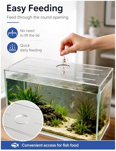 Clear Aquarium Lid with Feeding Hole, 0.12 inches Transparent Fish Tank Cover with Air Slots, Anti Jump Cover for DIY Top Tanks, for Daily Fish Care(111x25cm) - size: 111x25cm