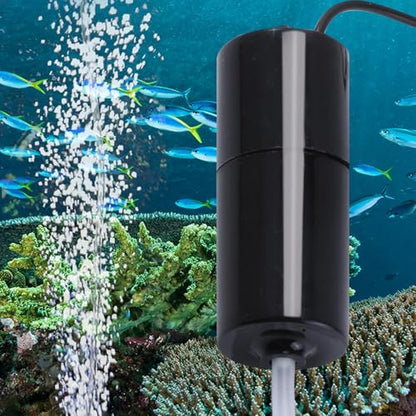 Tiny Water Pump - Noiseless Submersible Water Pump with Stable Air Release - 5V USB Small Oxygenator for Small Fish Farming Fish Tank - color: Black