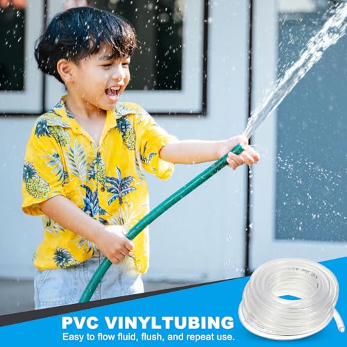 PATIKIL PVC Vinyl Tubing, 1/4"ID x 5/16"OD Flexible Clear Plastic Tube with 2 Hose Clamps, Hose Line Pipe for Multipurpose Industrial Vinyl Aquarium, 16.4FT - size: 1/4" ID 16.4FT