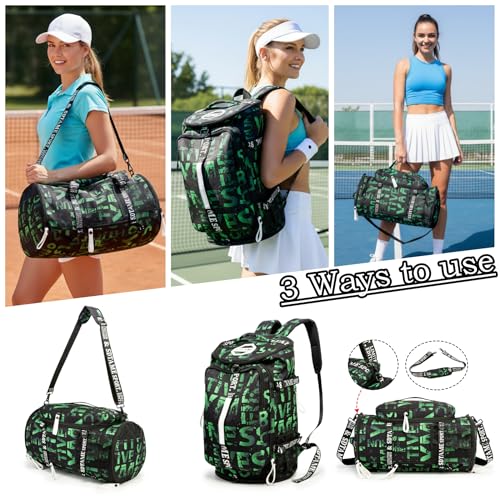 SDTAME Gym Duffel Backpack with Shoe Pocket & Laptop Sleeve - color: Green