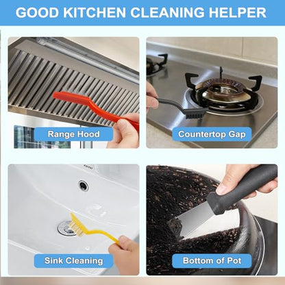 11Pcs Crevice Cleaning Brush Set, Hard Bristle Cleaning Supplies for Kitchen, Bathroom, Corner, Grout, Sink