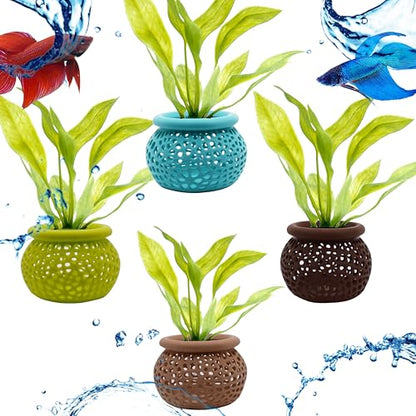 Aquarium Plant Pot Holders, Aquatic Plant Holder, Securely Hold Aquatic Plants, Promoting Healthy Root Growth, Fish Tank Aesthetic (Set of 2 (Cyan)) - color: Set of 2 (Cyan)