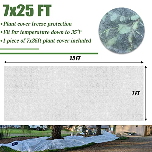 Plant Covers Freeze Protection, 7FT x 25FT 0.9oz Reusable Frost Cloth Plant Blankets Floating Row Cover for Garden Clod Winter Frost Sun Pest Protection