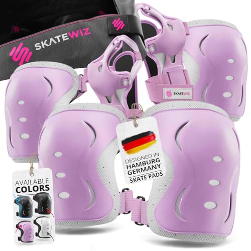 Kids and Adults Knee Pads and Elbow Pads Set with Wrist Guards for Roller Skating [6pc] - Skating Protective Gear for Roller Skates & Skateboard - color: PINK WHITE, size: XS (Kids 4 years and older)