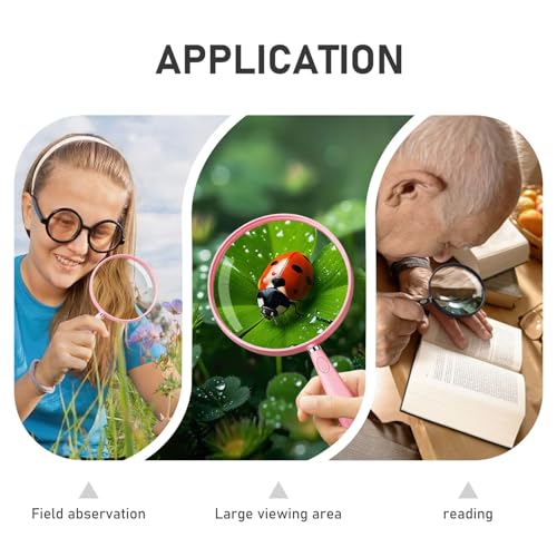 Handheld Reading Magnifier, 10X Magnifier, 130mm Shatterproof Lens, Non-Slip Handle for Adults Close Work, Seniors Reading and Nature Exploration, Hobby Observation(Silver/Black)