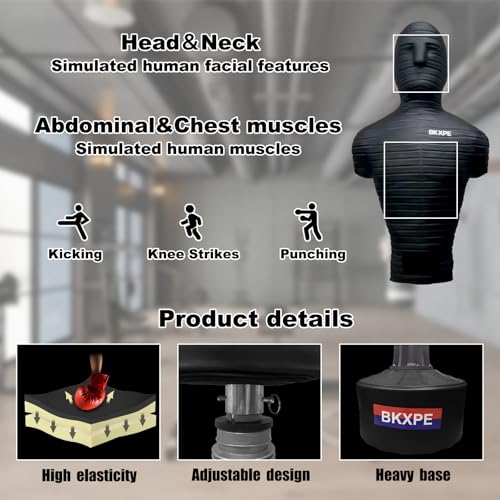 Punching Dummy Freestanding Silicone Punching Bag with Telescopic Height - color: Black2