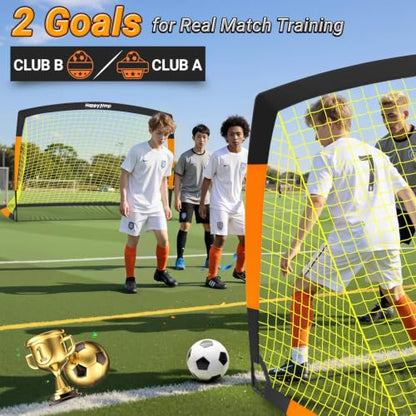 Happy Jump Kids Backyard Soccer Goals 7x5 & 5x3.6 FT, Portable Outdoor Play - size: 7x5 FT