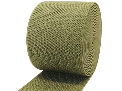 Olive Green Wide Knit Elastic Band 3" x 5yd for Sewing - color: Olive #43