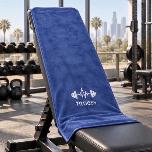 Microfiber Gym Bench Towel with Fitted Corner Hood, Indigo - color: Indigo