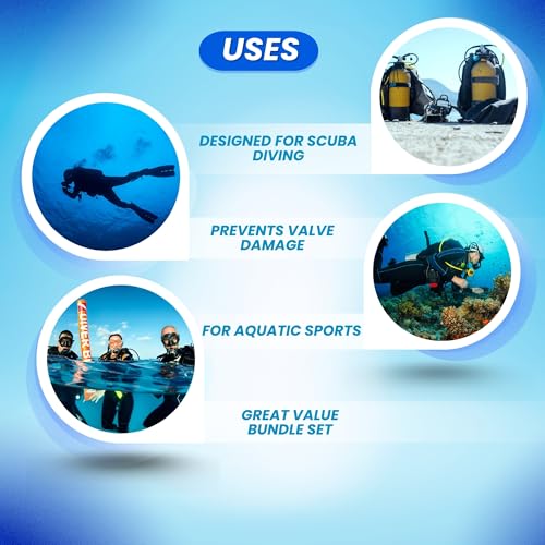 Scuba Choice Tank Protection Bundle Kit – Valve Cap Protector + Stretchable Mesh Tank Cover Sleeve for Aluminum Cylinders, Scratch & Valve Damage Prevention, Scuba Diving Accessories