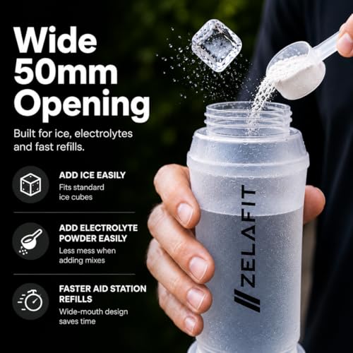 ZelaFit® 2x Running Water Bottle 500ml - Collapsible Water Bottle, Perfect Running Accessories - Hydration Vest Compatible Leakproof Soft Flask - Easy-Fill and Lightweight (1)